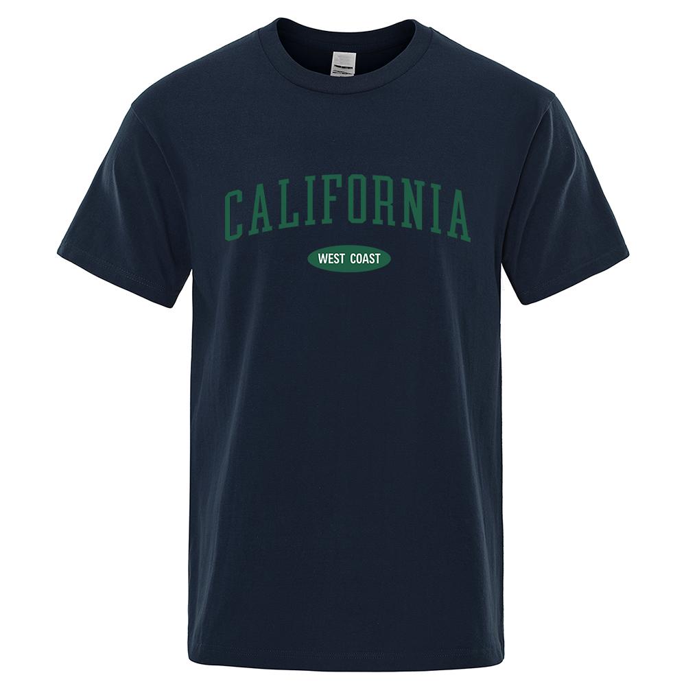 California West Coast Street Letter T Shirt Men  O-Neck Tshirts Summer Cotton Tops Fashion Loose Street Hip Hop T-Shirts