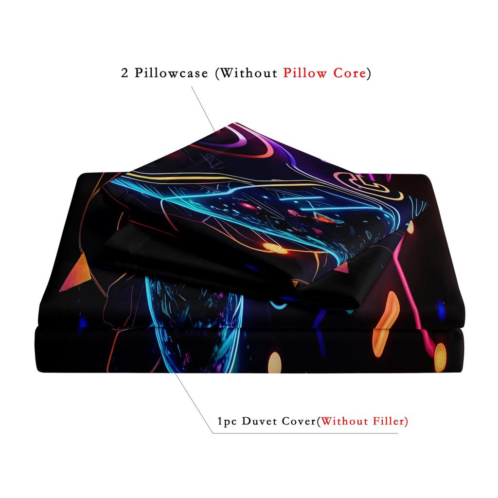 3pcs Set, Neon Cool Game Controller Duvet Cover Set, All-Season Home Dormitory High-Definition Printed Gaming Bedding Set