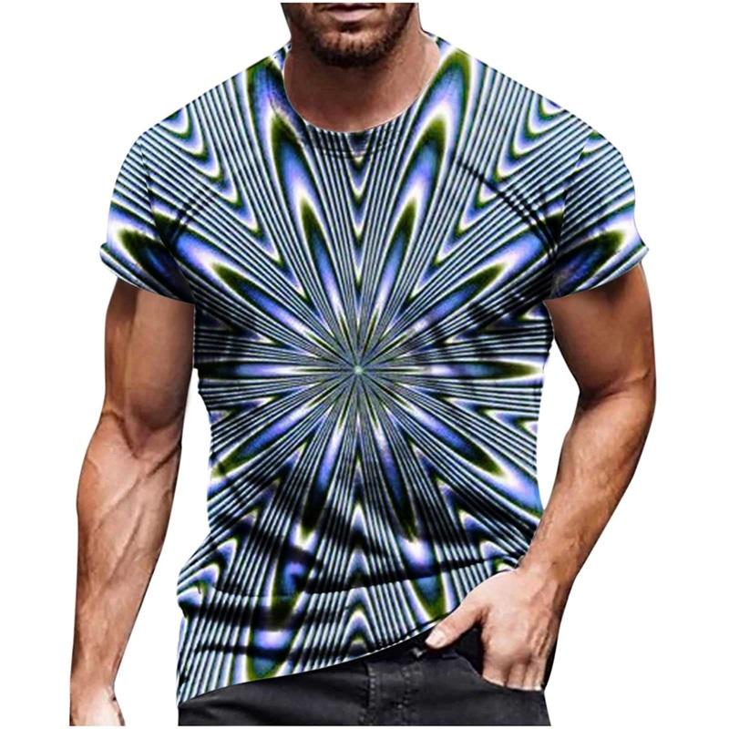 Herr 3D-tryck Optisk illusion Grafiska T-shirts För Män Kortärmad Rundhals Casual Tee Toppar Streetwear Herr Designer Skjorta