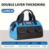 1pc Canvas Tool Bag - Multi-Pocket Organizer for Electricians/Workshop | Reinforced Handles & Shoulder Strap, Black & Navy
