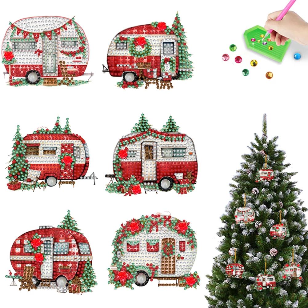 5/6Pcs Acrylic Special Shaped Christmas Theme Hanging Diamond Art Kits Rhinestone Diamond Art Window Pendants Bedroom Decoration