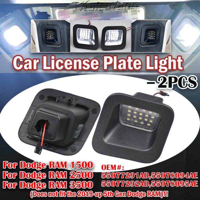 2Pcs Car LED License Number Plate Lights For Dodge RAM 1500 2500 3500 Trunks 2003-2010 2011 2012 2013 2014 2015 2016 2017 2018