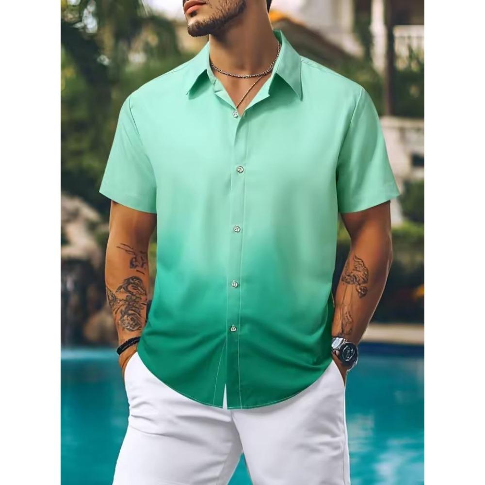 Pattern 3D Digital Printing Summer Beach Fashion Casual Men's Short Sleeve Daily Shirt Button Up Shirt Comfortable