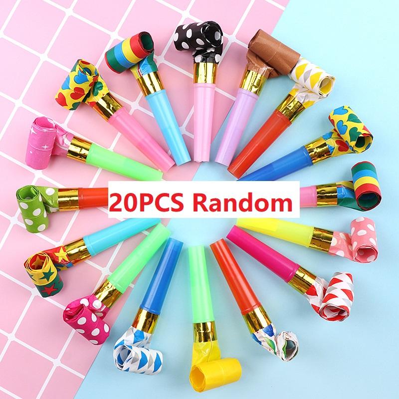 10-50PCS Random Colorful Party Blowout Whistles Toy Children Birthday Party Favors Games Blowing Dragon Whistle Blowing Roll Toy