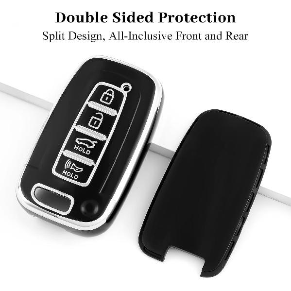 for Hyundai Kia Key Fob Cover, Soft TPU Protection Case Compatible with Hyundai Sonata Azera Elantra Genesis Kia Forte Optima Sorento Sportage Smart