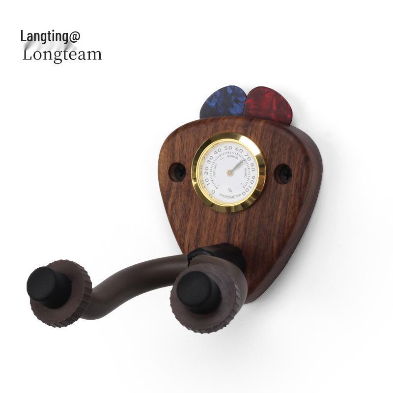 

Stylish Wooden Guitar & Violin Wall-Mount Hanger with Hygrometer Black Walnut