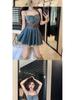 Stylish Plus-Size Strapless Denim Dress: Age-Reducing, Waist-Cinching Suspender Short Skirt for Summer