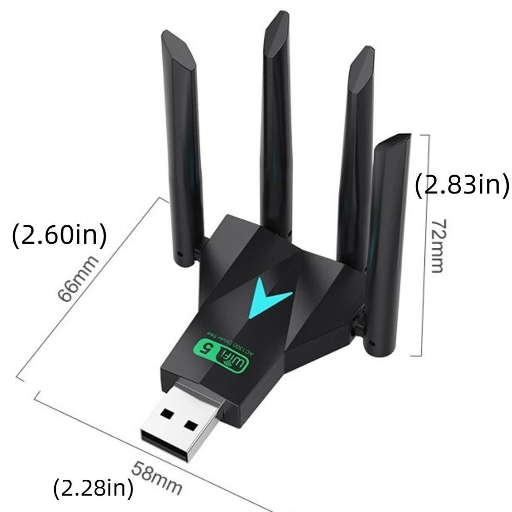 4 Antenna Design 1300Mbps WiFi Dongle Wireless Network Card  For Computer/PC/Tablet