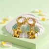 Stainless Steel Vintage Hoop Earrings for Women Natural Stone Drop Dangle Charm Earrings Gold Plated Earring Unique Jewelry Gift