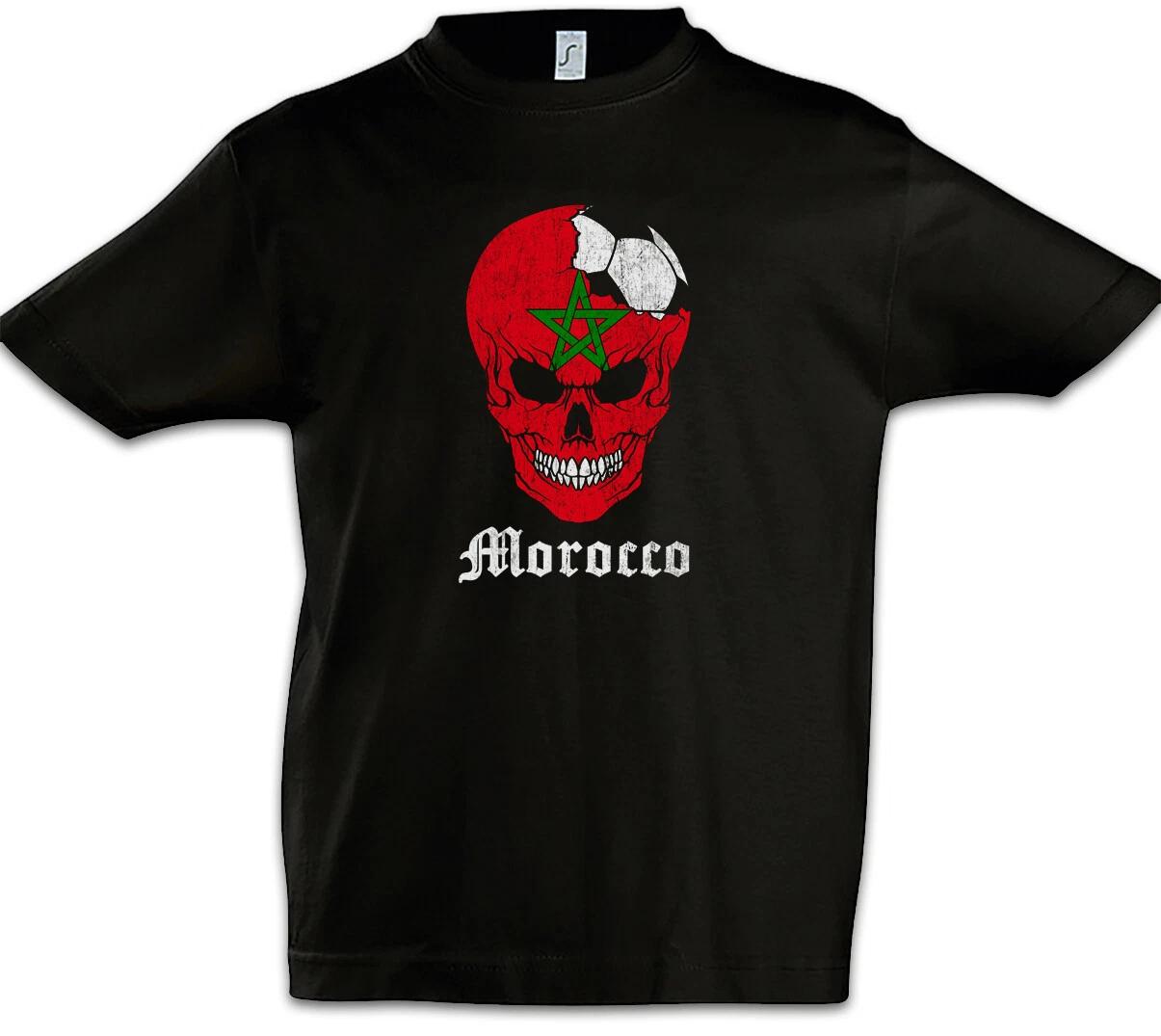 Morocco Football Skull I Kids Boys kids boys T-Shirt Morocco Flag Football Flag 110