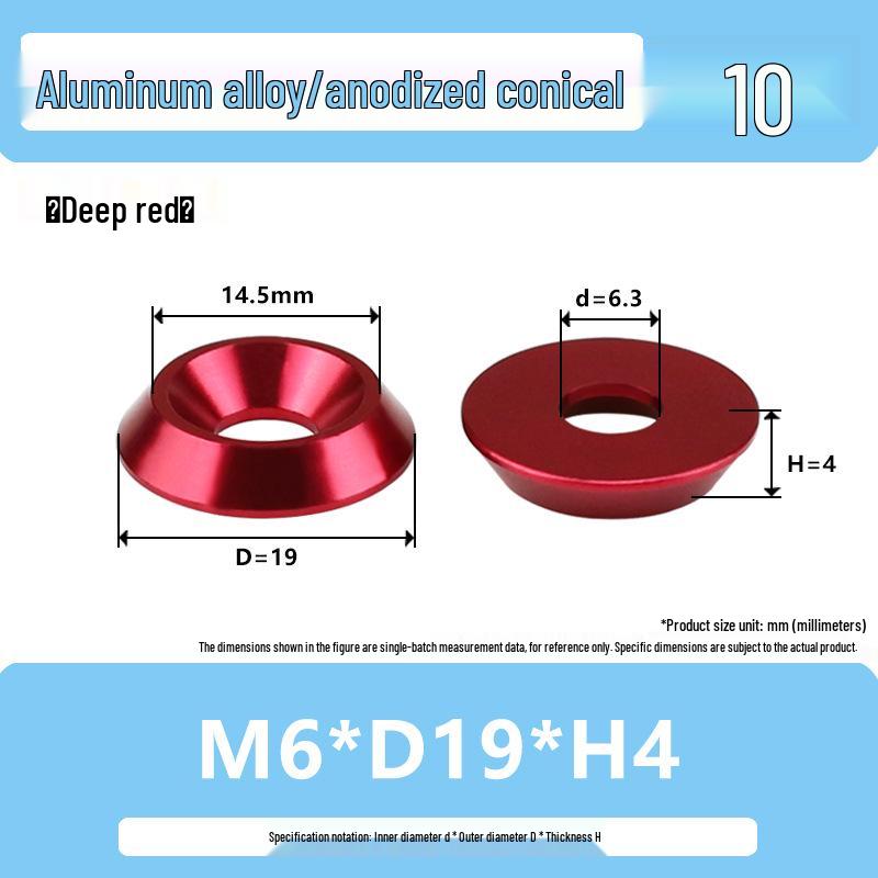 Colored Aluminum Alloy Countersunk Fish Eye Washers - M6/M8/M10