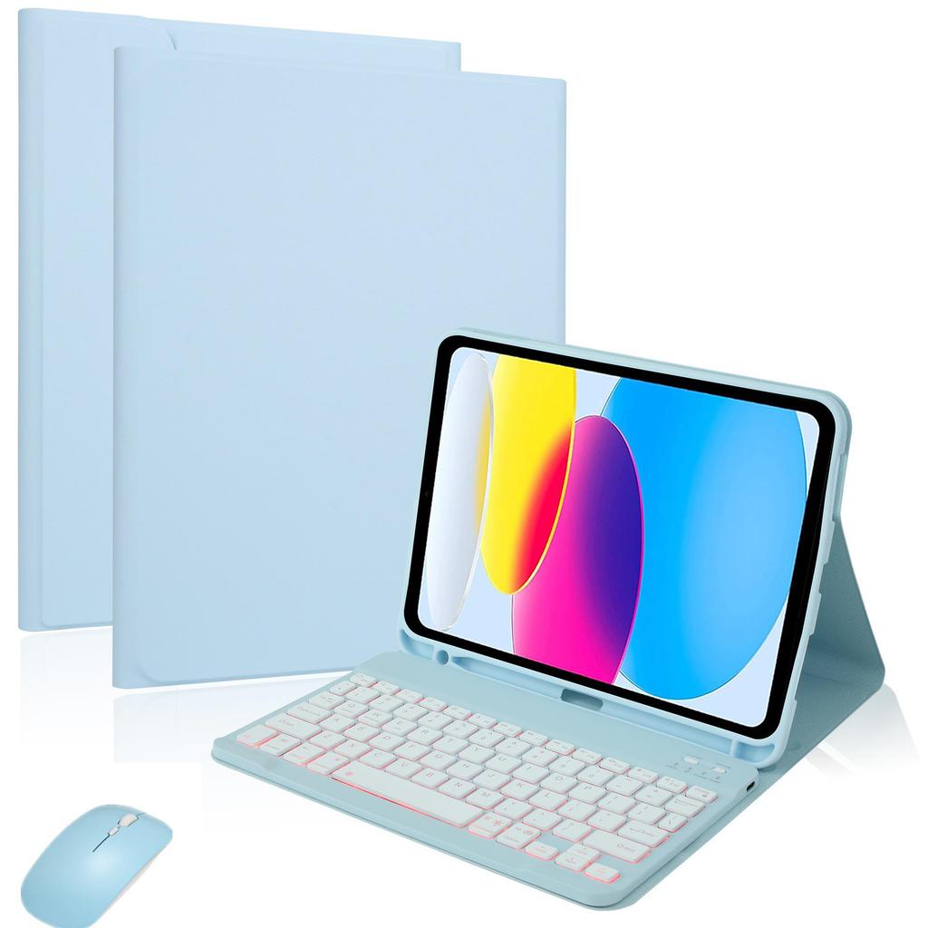 iPad 10.9" 9th Gen Magnetic Leather Case with Seven-Color Backlit Bluetooth Keyboard