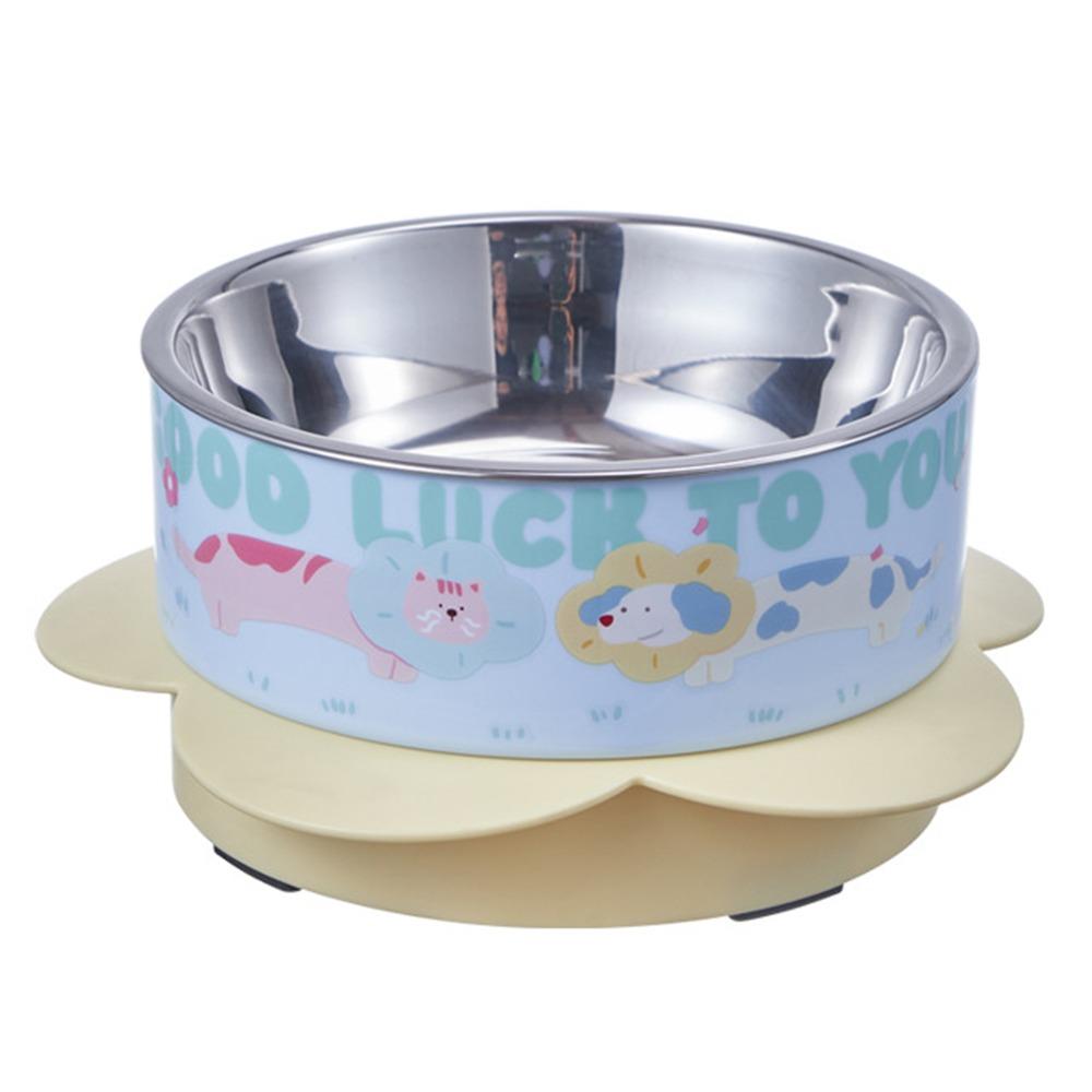 

Cartoon Pet Feeder Bowl Stainless Steel Water Feeder Container Anti-flip Cat Food Water Bowl Home жовтий