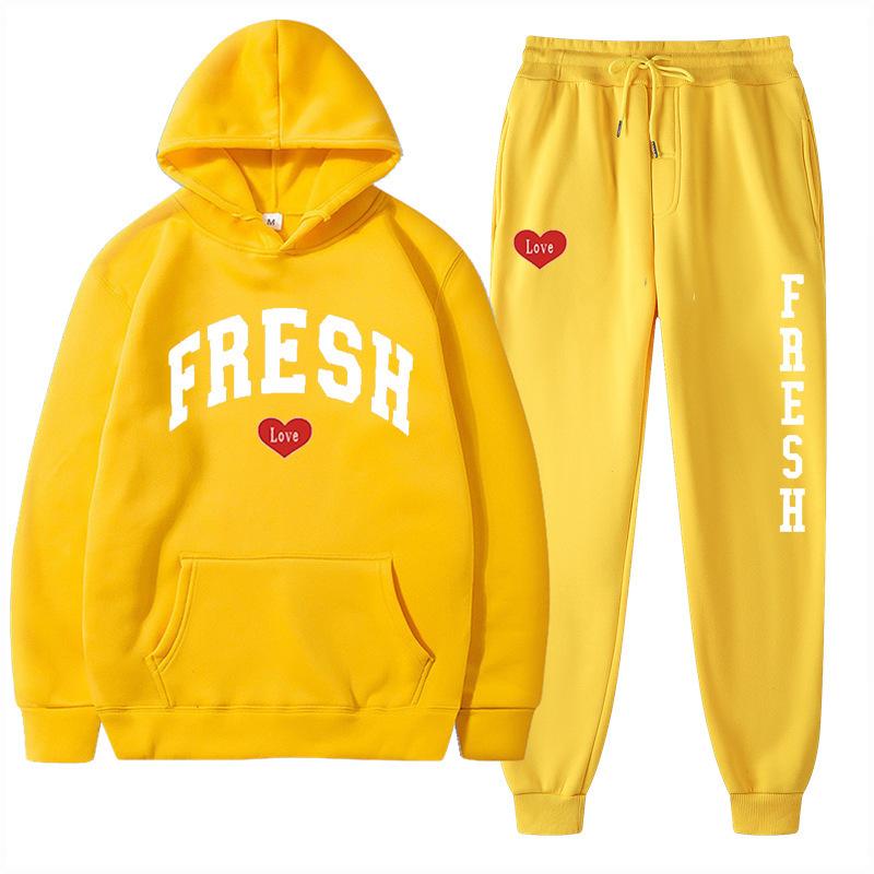 European Size Plus Fashion Printed Sweater Autumn and Winter Fleece Warm Hoodie Casual Sports Women's Suit