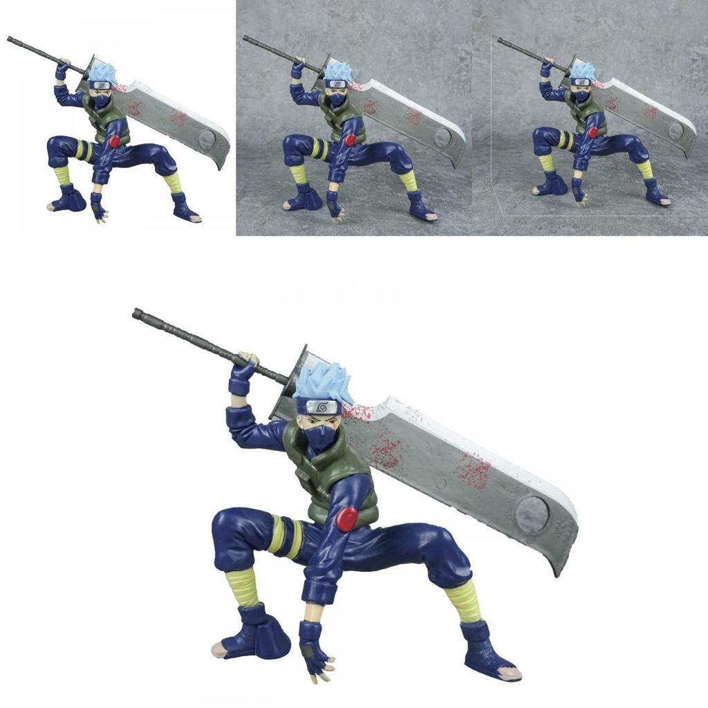 Naruto Kakashi Pvc Figure Model With Large Sword For Collectors Display And Desk Decor