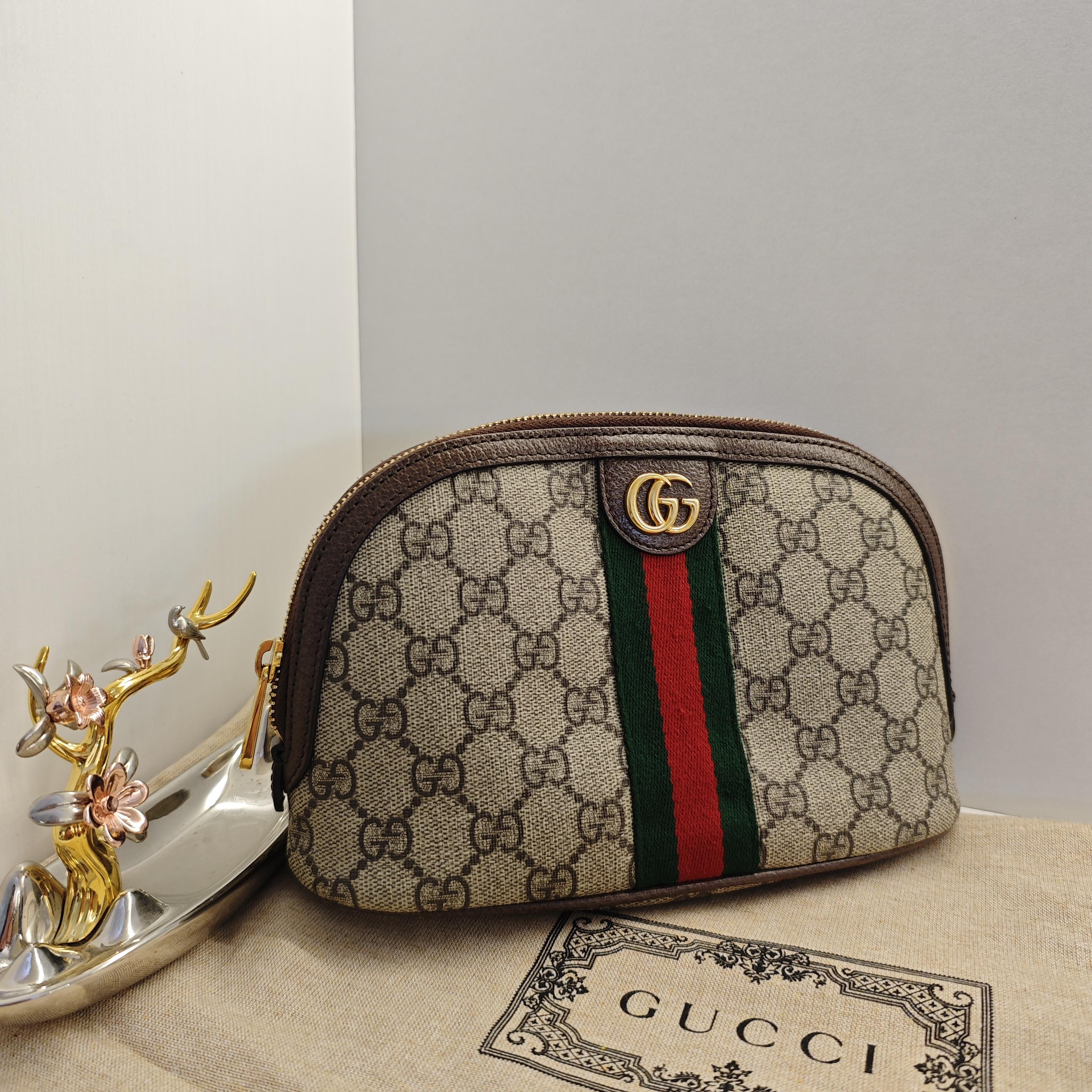 [Pre-Owned] Gucci Ophidia Large Cosmetic Case  Beige/Ebony  - Very Good #XEIBAF ONE SIZE