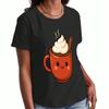 Süße Katzen mit Essen Unisex Baumwoll-T-Shirt, Reine Baumwolle Hochwertiger Druck, Langlebig, Lässig und Modisch, Süßes Kätzchen-Design mit Bubble Tea
