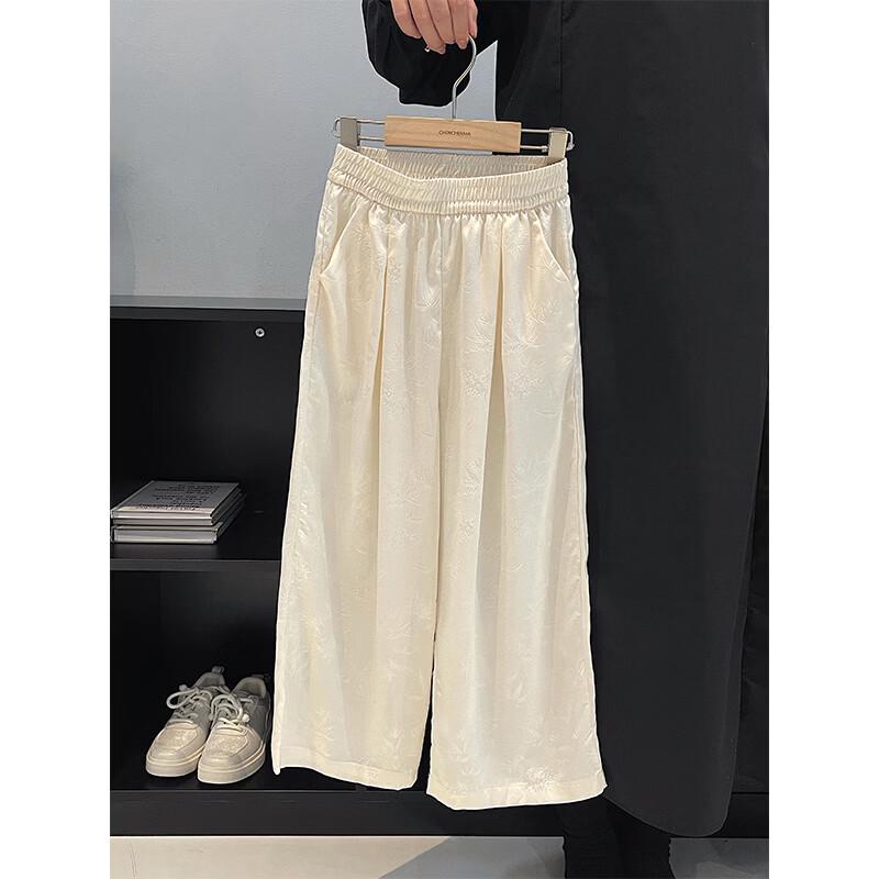 Chenchenma Girls' New Chinese Style Bamboo Wide-Leg Anti-Mosquito Pants