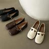 French Retro Square Head Grandma Shoes 2025 New T-buckle Mary Jane Single Shoes Temperament Flat-soled Small Leather Shoes