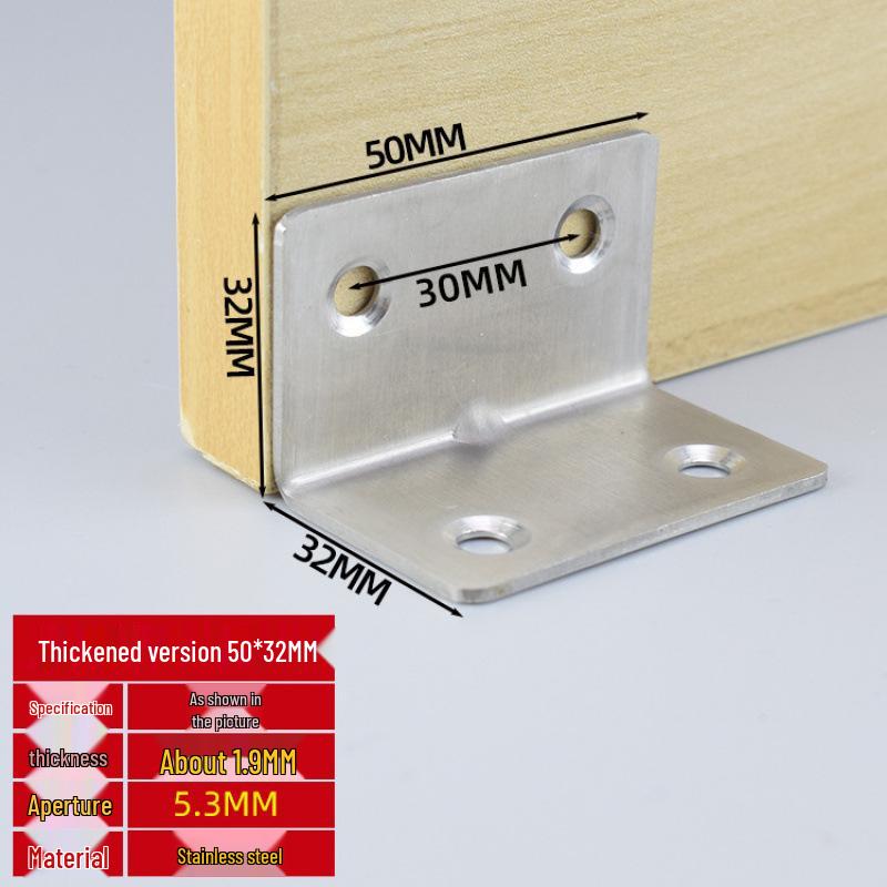 Thick Stainless Steel 90° Angle Bracket for Furniture Fastening
