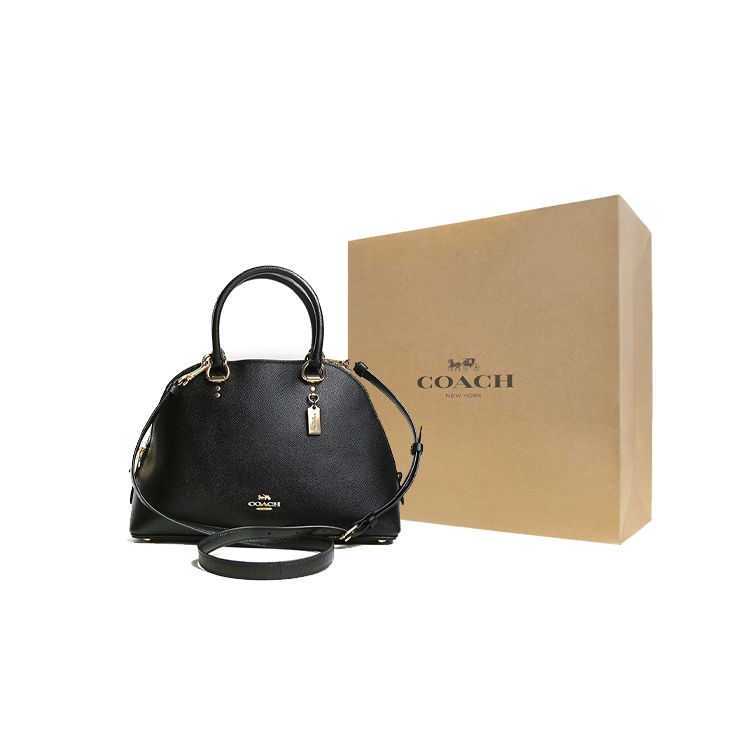 Coach Katy 30 Large Capacity Logo Plaque Leather Shell Bag Shoulder Bag Crossbody Bag Tote Bag Women Bags Black 2553-IMBLK