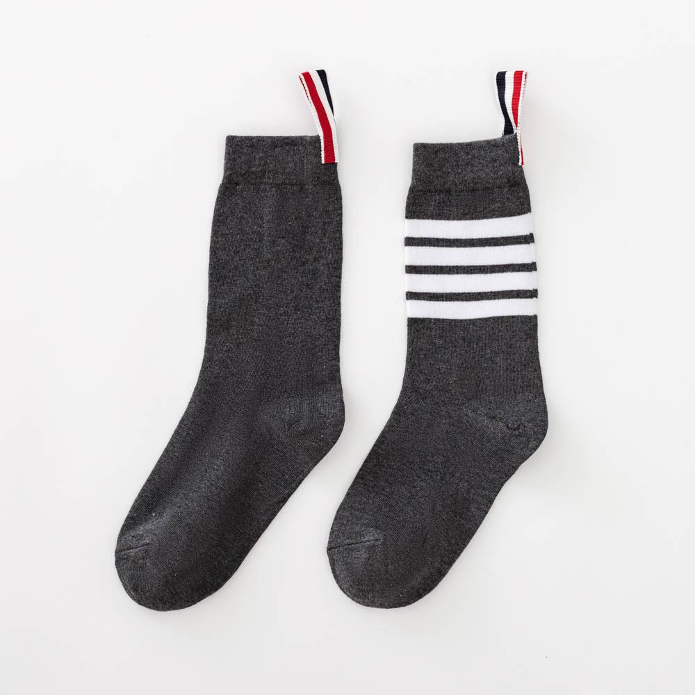 

TB Four-bar Grey Mid-calf Socks, Cotton Pile Socks, Trendy Girls 1 pair