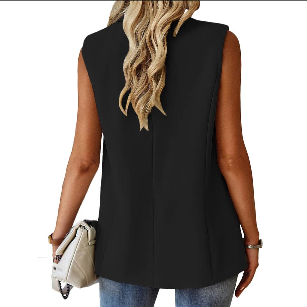 Women's Suit Vest Solid Color Office Casual Top Cardigan Loose Simple Coat for Women