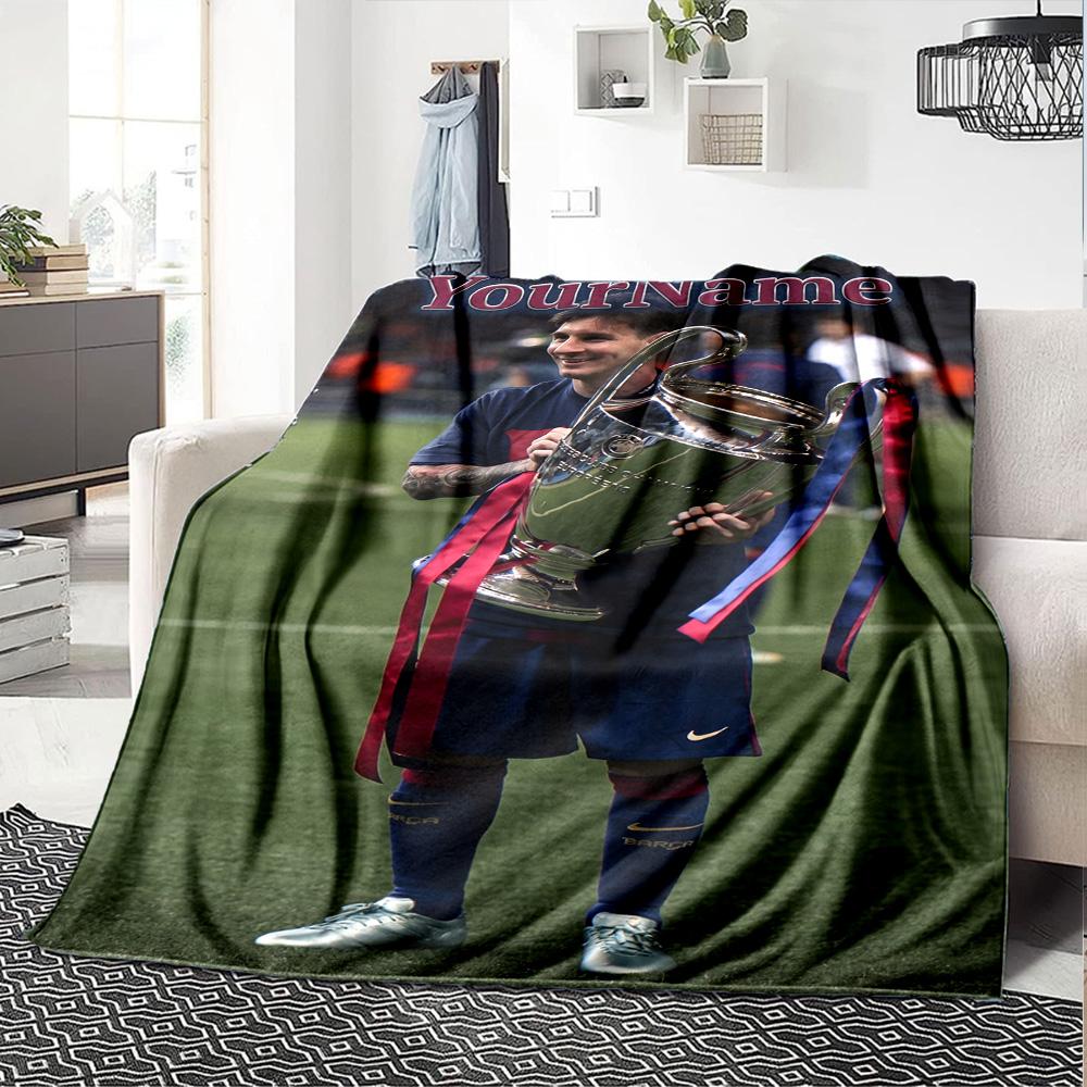Messi Customize Your Name Blanket Cozy Personalized Blanket Durable Comfort Throw For Picnics Living Room Couch Seaside Four Seasons Universal