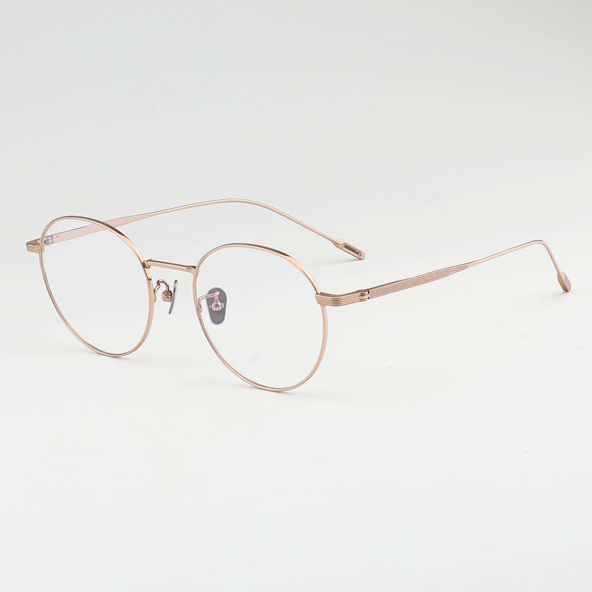 Pure Titanium Gold-Rimmed Women s Round Myopia Glasses Frame - Ultra-light Full Titanium, Prescription Compatible.