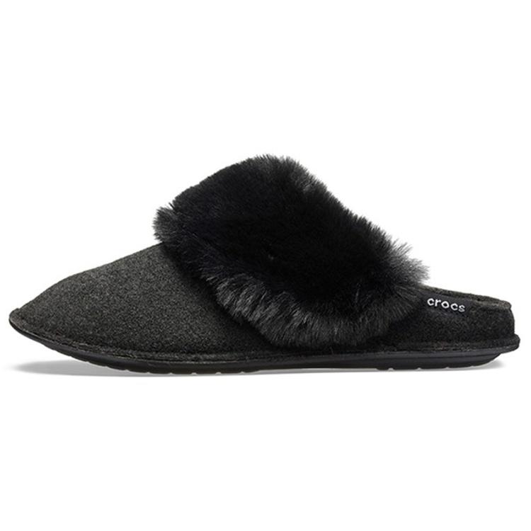 (WMNS) Crocs Mule Fur Slippers Black Women s 205394-001 EU 38-39