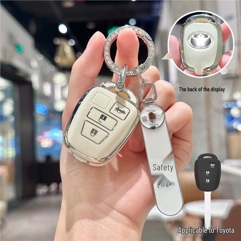 Silver Edge Key Case for Toyota Models: Corolla, RAV4, Camry, Vios, Highlander