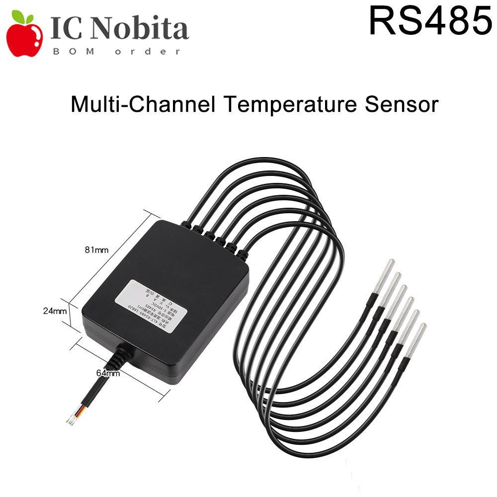 1PCS RS485 Multi-Channel Temperature Acquisition Module Digital Sensor with DS18B20 Probe Transmitter