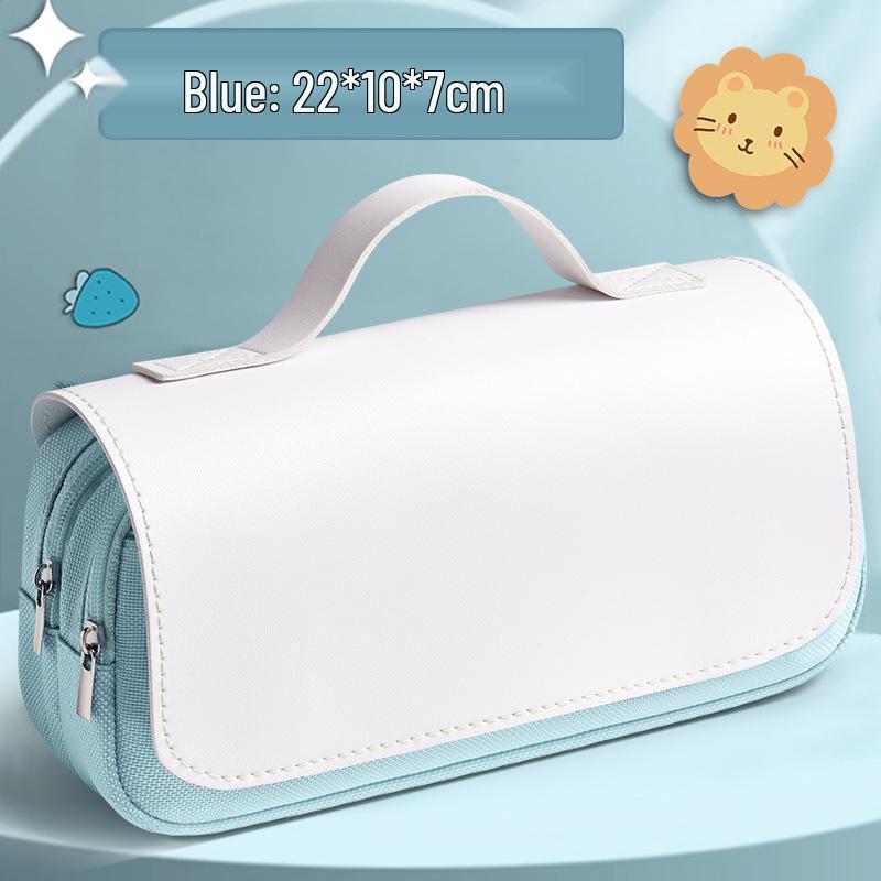 Cute Cartoon Three-Layer Zipper Pencil Case - Large Capacity Stationery Box