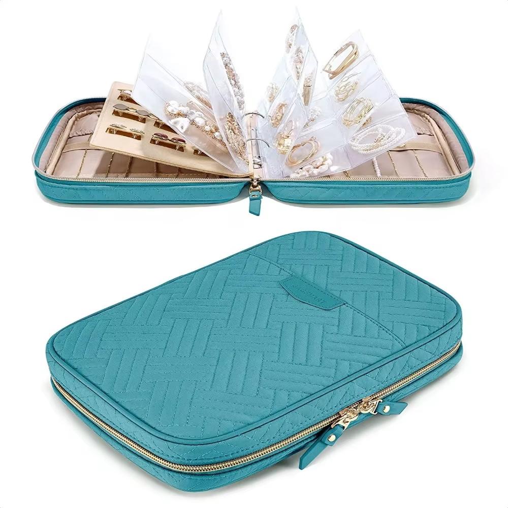 BAGSMART Jewelry Travel Organizer Case for Home Jewelry Organizer Storage Ring Binder Clear Bags Zipper Rolls Pouch for Necklaces