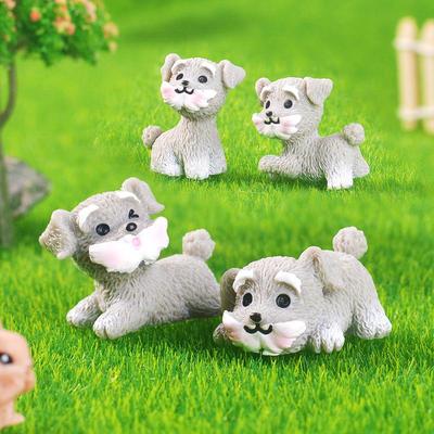 Niedliche Schnauzer Mikro-Landschaft Topfpflanzen Ornamente und Welpen Deko-Accessoires