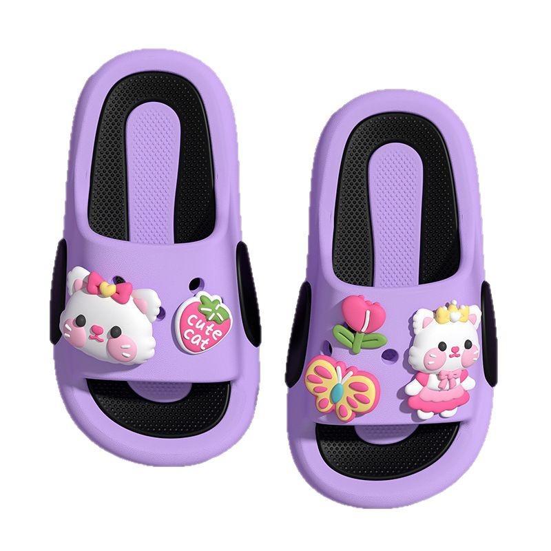 Cute Kitten Cute Fun Cartoon Children's Slippers Girls Summer Indoor Home Non-slip Middle and Older Children's Baby Sandals