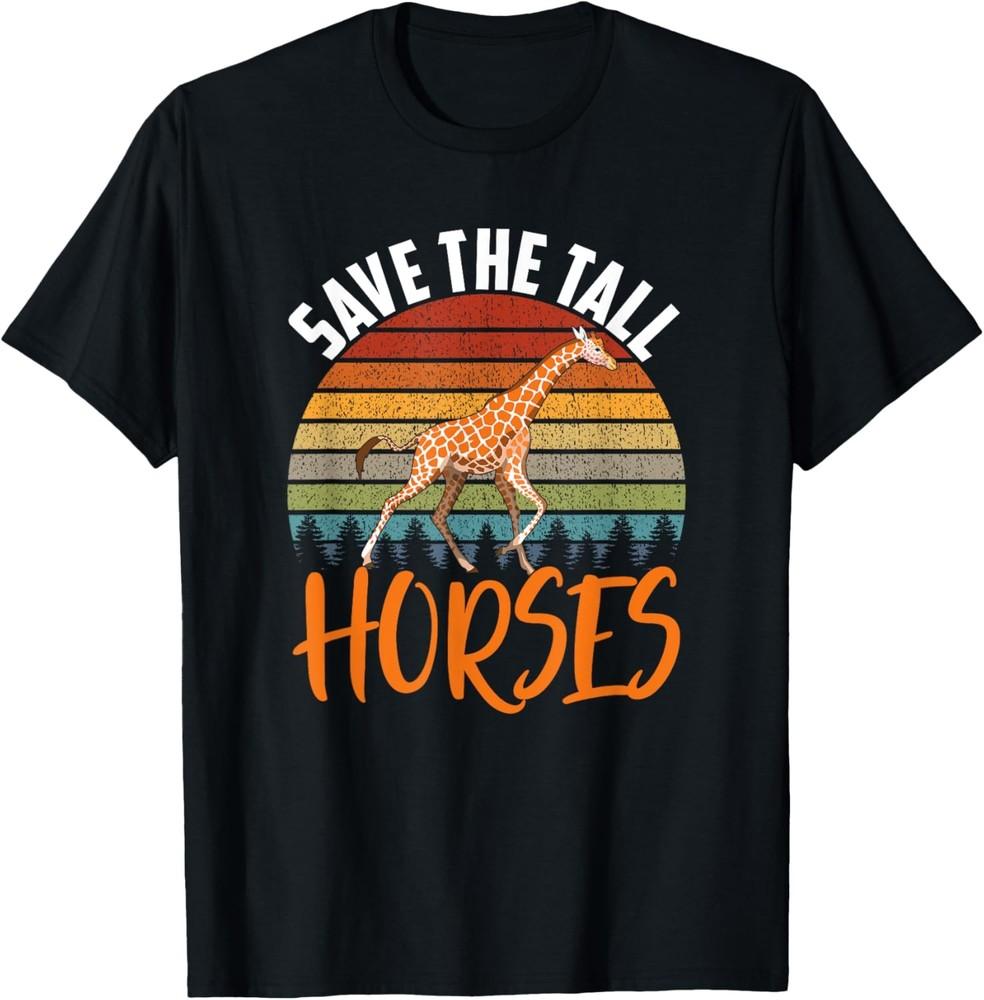 Save The Tall Horses Giraffe Lover Saying Retro Safari T-Shirt Unisex T-Shirt XXXXL