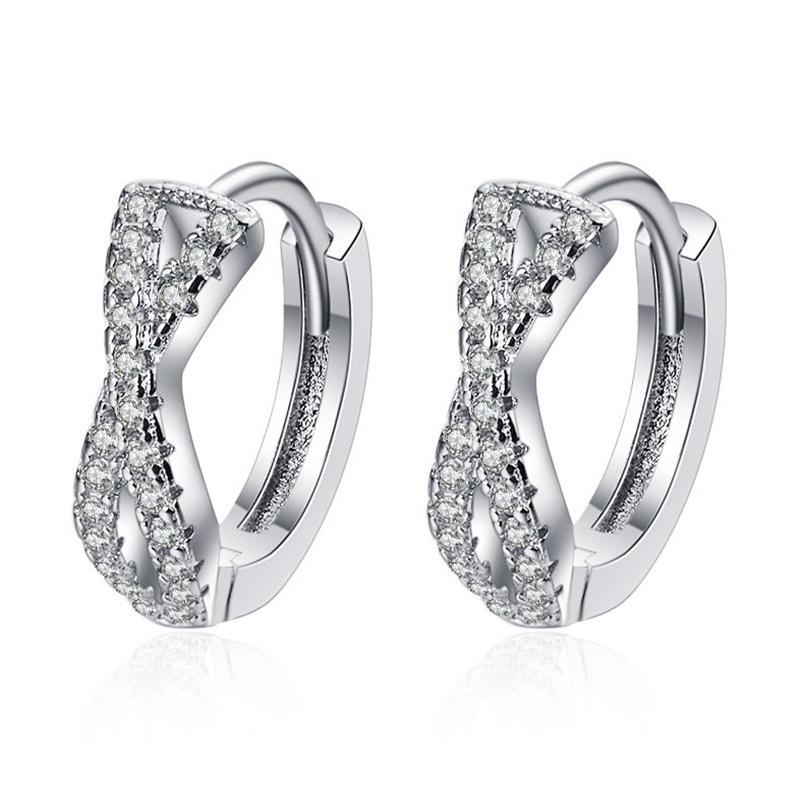

925 Sterling Copper Zircon Women Fashion Cute Tiny Clear Crystal CZ Stud Earrings Gift for Girls Teens Lady Gift