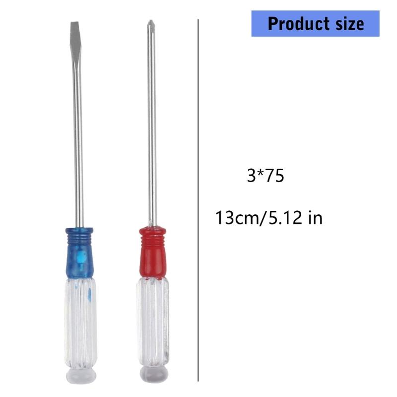 50Pcs  Flat & Slotted Bit Screwdriver with Crystal Handle for Daily Repairs and DIY Projects Steel Construction