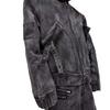 American Style Men's Distressed Washed Denim Jacket - Inverted Design, Loose, Casual, Versatile for Autumn & Winter