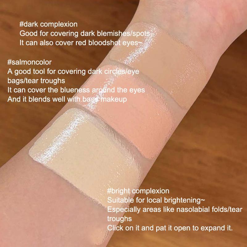 Cappuvini 3-Color Correcting Concealer Strip Palette Eye Brightening Concealer Contour Cream Full Coverage Oil-Control Makeup