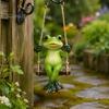 Langlebige Kunstharz-Dekoration Gartenschaukel Frosch-Statue, Hängendes Ornament, Skurrile Außenbaumskulptur Niedliche Figur für Veranda Hof Balkon