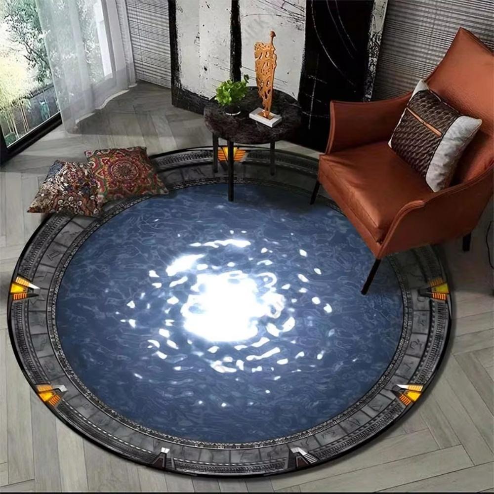 Magische Portaal Waterwerveling Ronde Vloerkleed Antislip Wasbaar Vloermat voor Slaapkamer Woonkamer Geek Gaming Kamer Mystieke Huisdecoratie 80X80CM