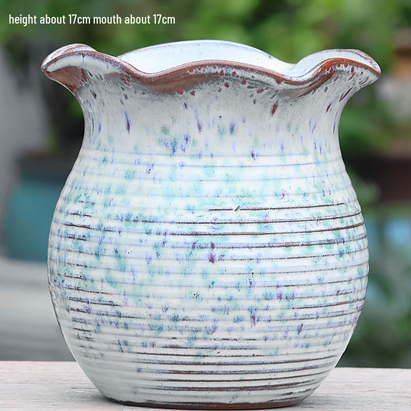 Minimalist Large Coarse Pottery Flower Pot for Succulents and Green Plants