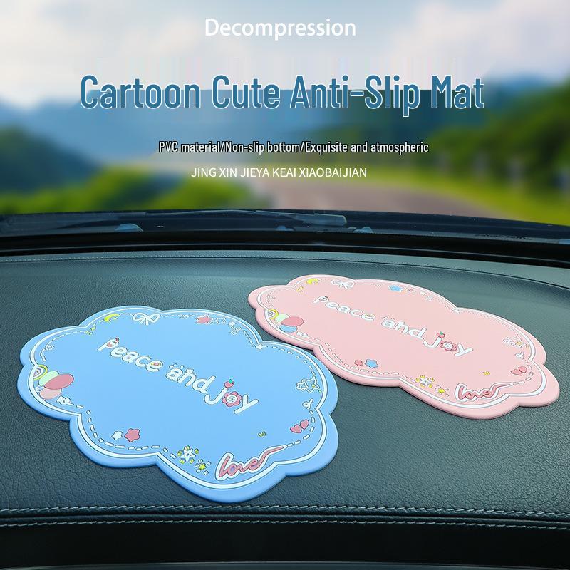 Car Center Console Non-Slip Cartoon Ornament Pad for Mobile Phones