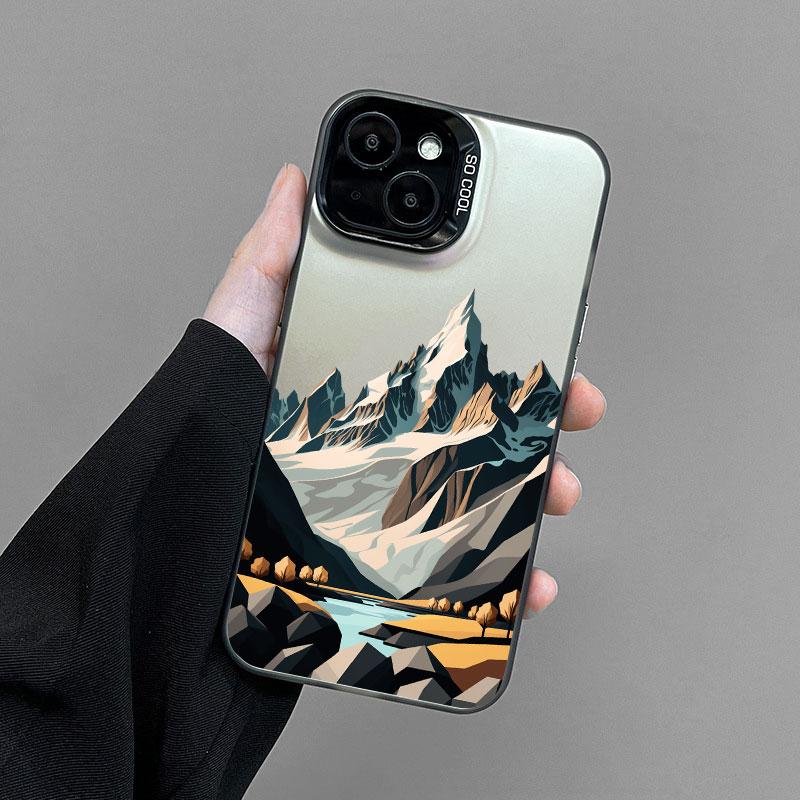Mountain Scenery Peak Landscape Phone Case For iPhone 15 Pro Max 14 13 12 11 Pro Max Mini 15 14 Plus Shockproof Laser Back Cover