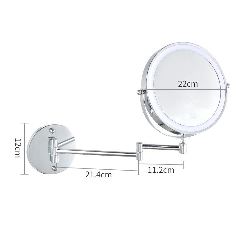 LED Lighted Wall-Mounted Double-Sided Magnifying Makeup Mirror for Bathrooms, Punch-Free Installation