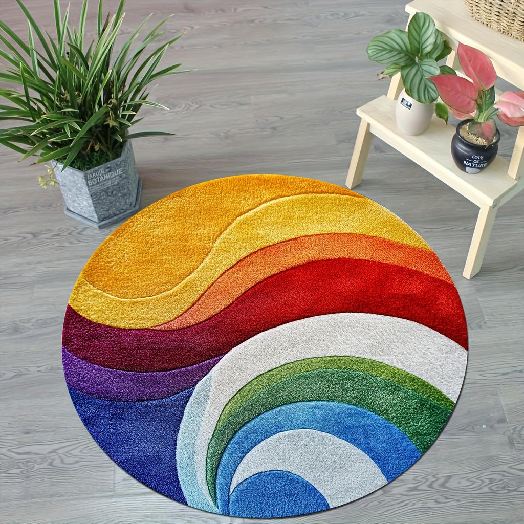 Creative Color Velvet Pattern Round Pillow Mat, Fleece Meditation Yoga Cushion for Indoor Decor, Portable Floor Seat Pad