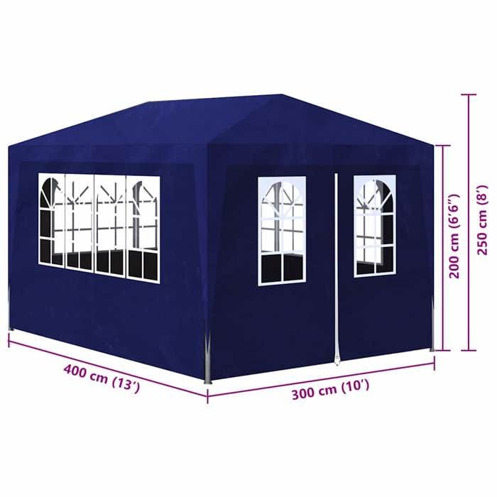 VidaXL Tonnelle Jardin Tente Réception Chapiteau Bleu 3x4 m Terrasse Pavillon 90335
