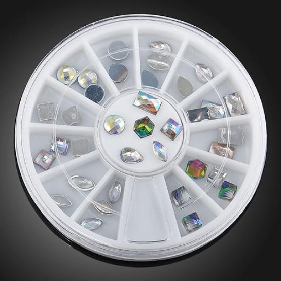 36Pcs/Wheel 3D Colorful Nail Art Rhinestones Glitters Tip Decoration Manicure